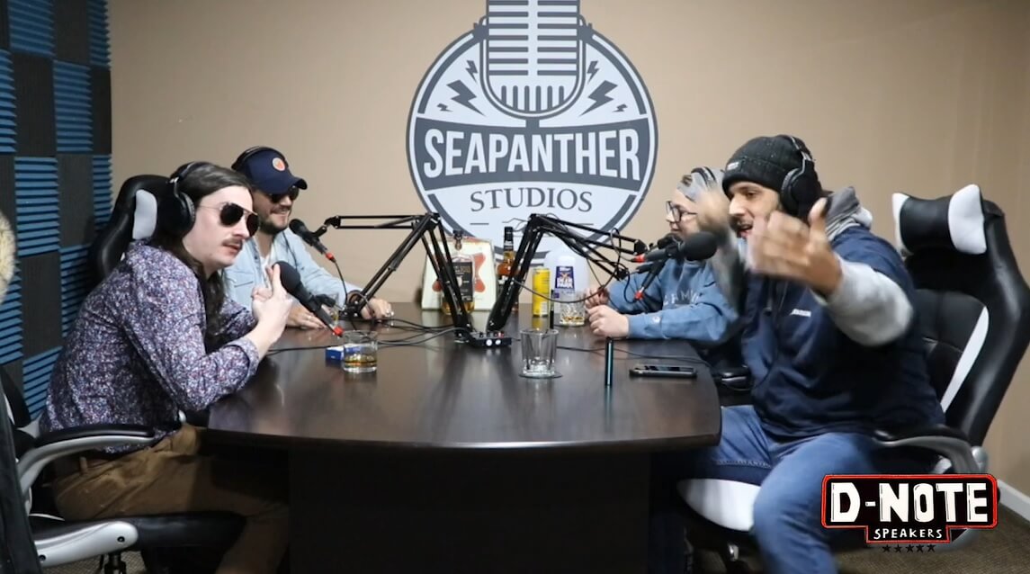 Zach and John in Seapanther Studios for a podcast with D-Note Speakers